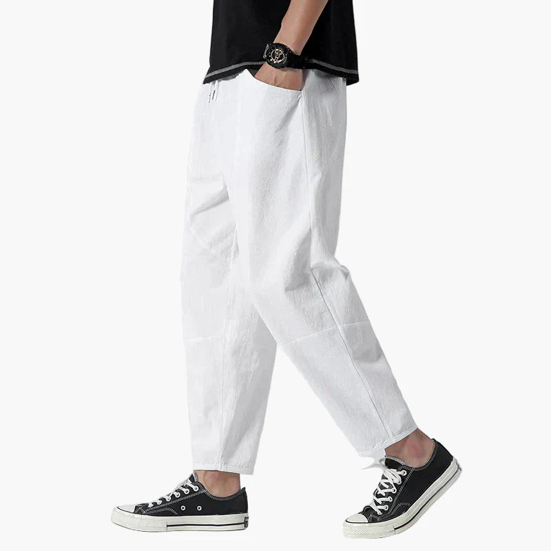 Herren Relaxed Fit Sommerhose – Cropped Veganes Leinen Style für Freizeit & Alltag
