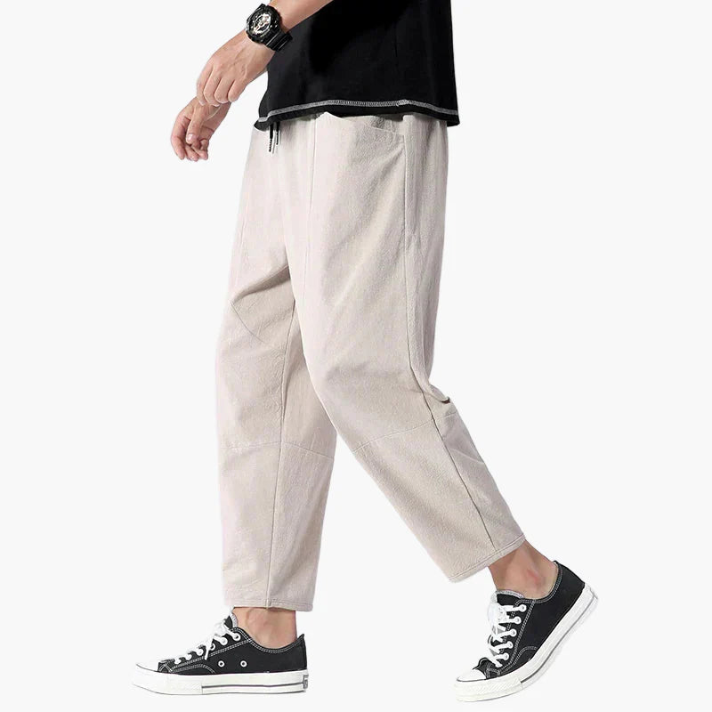Herren Relaxed Fit Sommerhose – Cropped Veganes Leinen Style für Freizeit & Alltag
