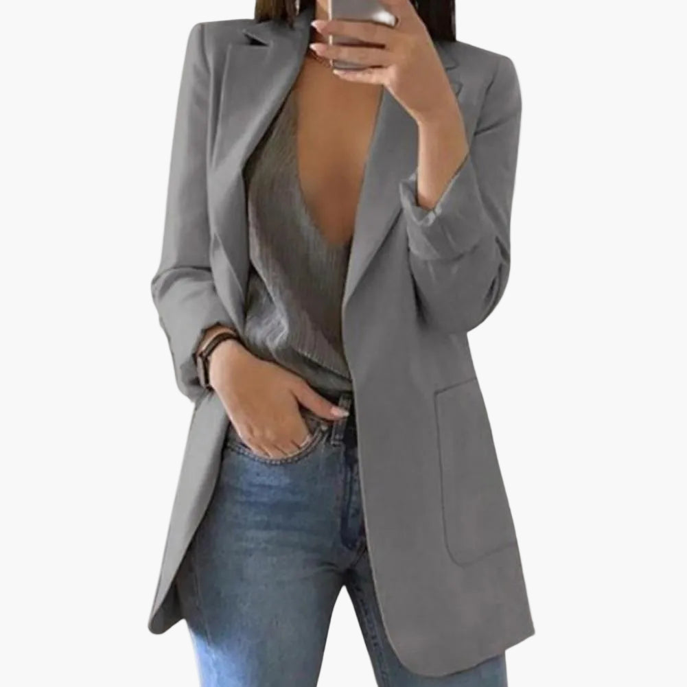 Damen Blazer Lang Geschnitten – Eleganter Business & Freizeit Blazer mit Offener Front und Langen Ärmeln