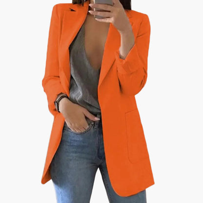 Damen Blazer Lang Geschnitten – Eleganter Business & Freizeit Blazer mit Offener Front und Langen Ärmeln