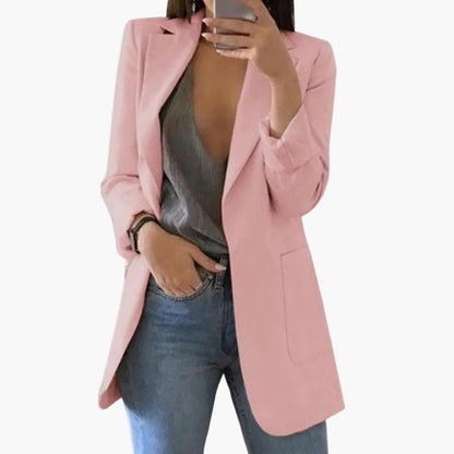Damen Blazer Lang Geschnitten – Eleganter Business & Freizeit Blazer mit Offener Front und Langen Ärmeln