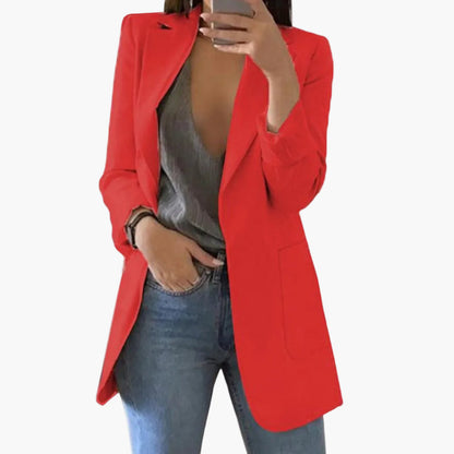 Damen Blazer Lang Geschnitten – Eleganter Business & Freizeit Blazer mit Offener Front und Langen Ärmeln