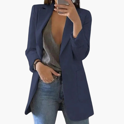 Damen Blazer Lang Geschnitten – Eleganter Business & Freizeit Blazer mit Offener Front und Langen Ärmeln
