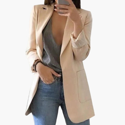 Damen Blazer Lang Geschnitten – Eleganter Business & Freizeit Blazer mit Offener Front und Langen Ärmeln