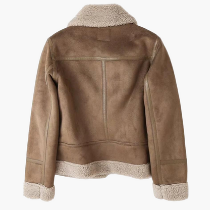 Damen Lammfell Bikerjacke – Modischer Oversize Style für Herbst und Winter