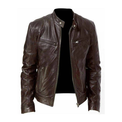 Herren Klassische Bikerjacke im Modern Fit – Kurzjacke mit Stehkragen & Reißverschlusstaschen