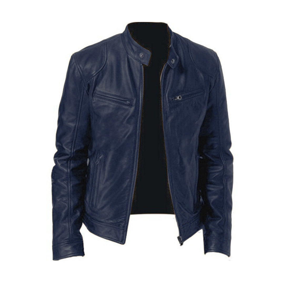Herren Klassische Bikerjacke im Modern Fit – Kurzjacke mit Stehkragen & Reißverschlusstaschen