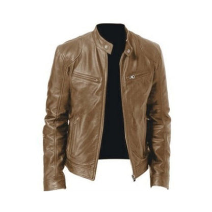 Herren Klassische Bikerjacke im Modern Fit – Kurzjacke mit Stehkragen & Reißverschlusstaschen
