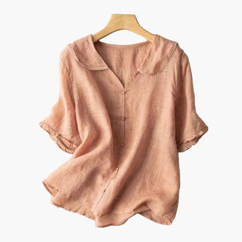 Damen Vintage Bluse mit Bubikragen – Luftig-leichter, eleganter Alltagsstil