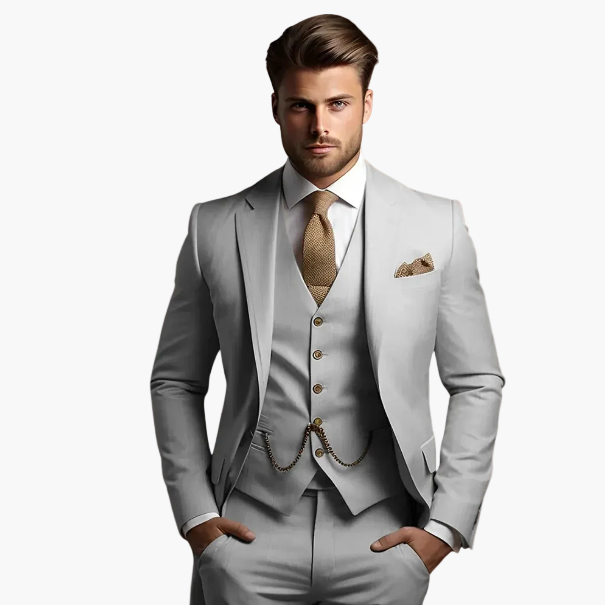 Eleganter Herren Anzug Dreiteilig – Slim Fit Business & Hochzeit Festanzug