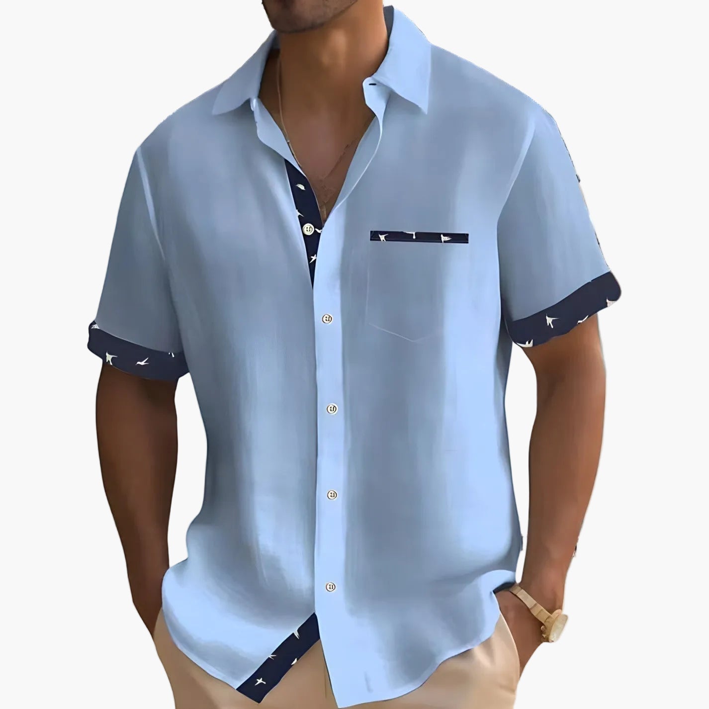 Herren Freizeit Kurzarmhemd – Modernes, leichtes Sommerhemd mit Kontrastdetails, ideal für Streetwear und Alltag