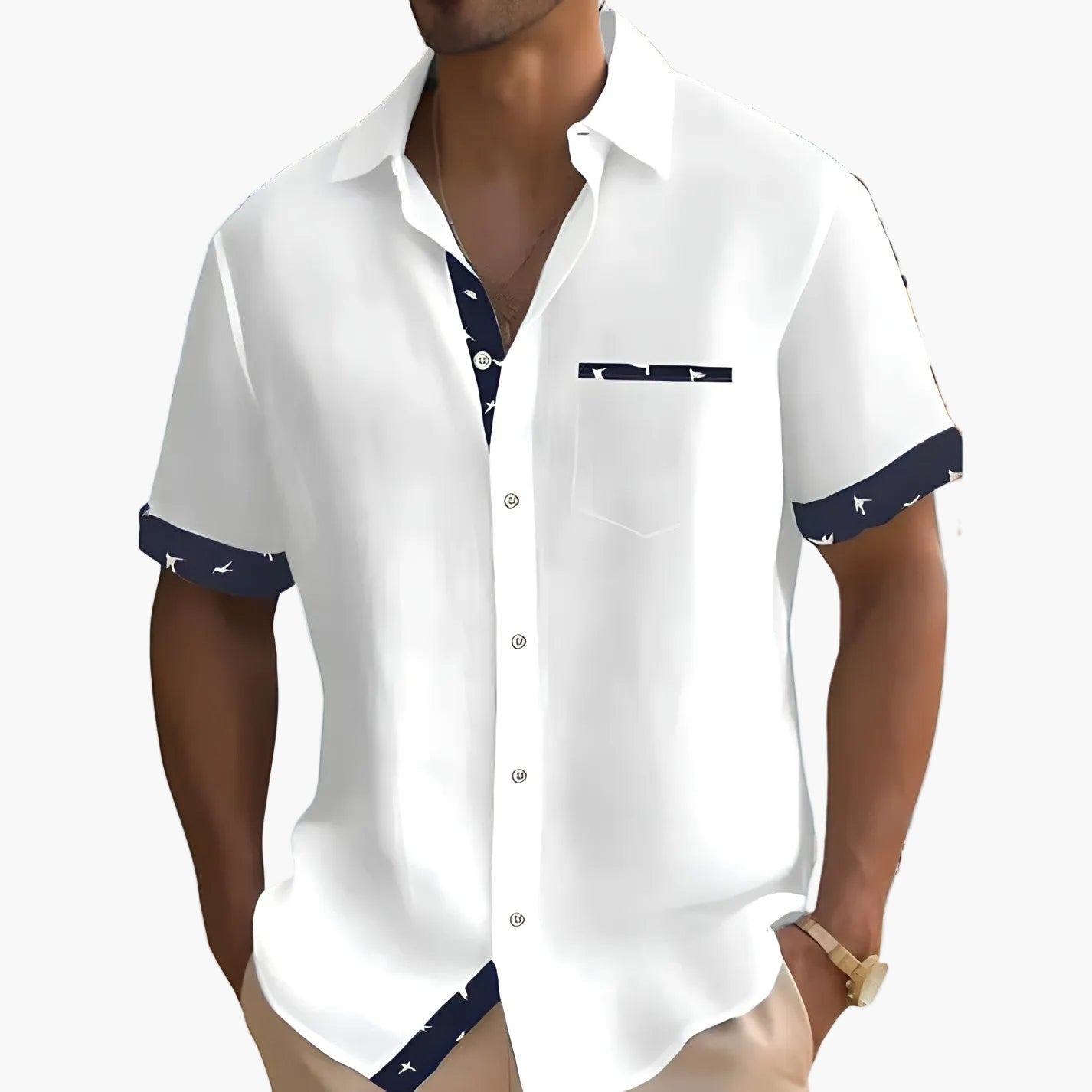 Herren Freizeit Kurzarmhemd – Modernes, leichtes Sommerhemd mit Kontrastdetails, ideal für Streetwear und Alltag