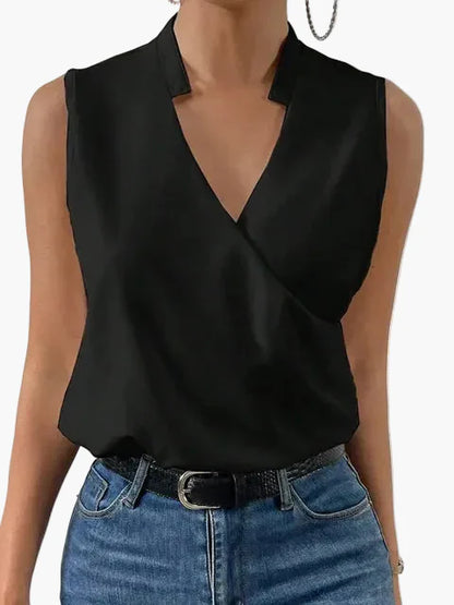 Damen Sommertop mit V-Ausschnitt – Elegantes ärmelloses Oberteil für Freizeit und Alltag