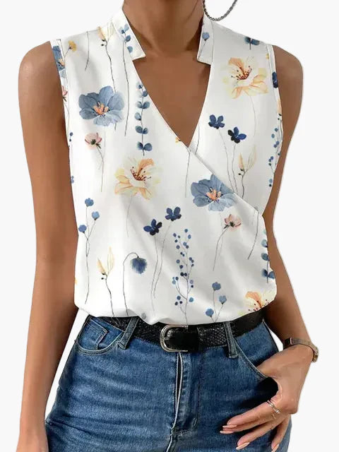 Damen Sommertop mit V-Ausschnitt – Elegantes ärmelloses Oberteil für Freizeit und Alltag