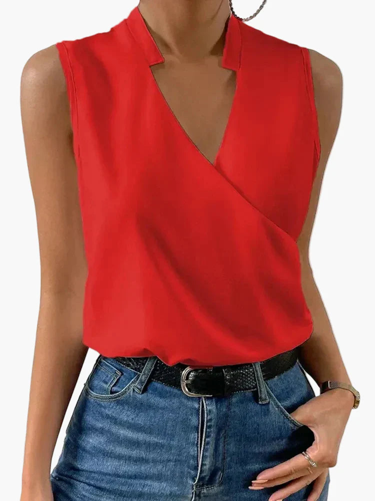 Damen Sommertop mit V-Ausschnitt – Elegantes ärmelloses Oberteil für Freizeit und Alltag