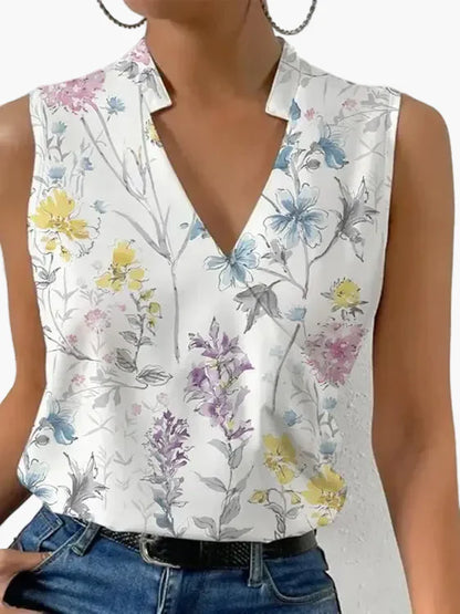 Damen Sommertop mit V-Ausschnitt – Elegantes ärmelloses Oberteil für Freizeit und Alltag