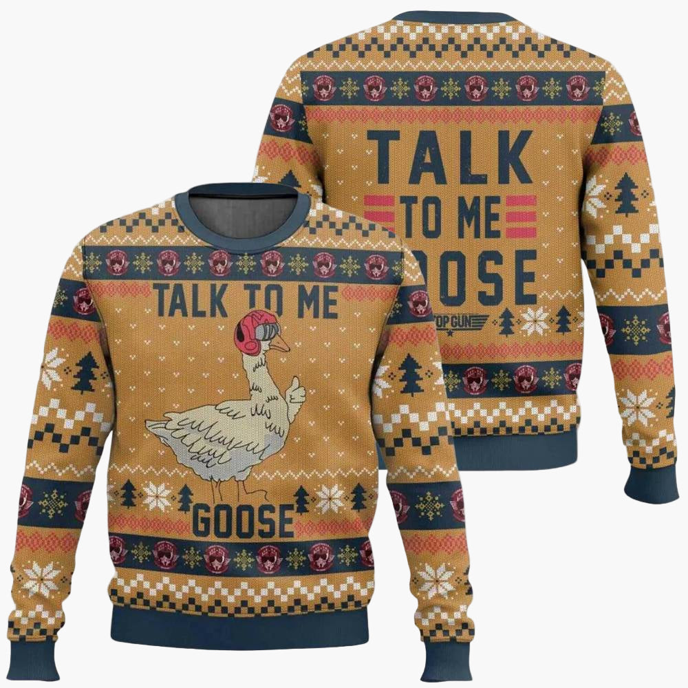 Herren Weihnachtspullover Talk to Me Goose – Lustiger Ugly Xmas Sweater für Weihnachten
