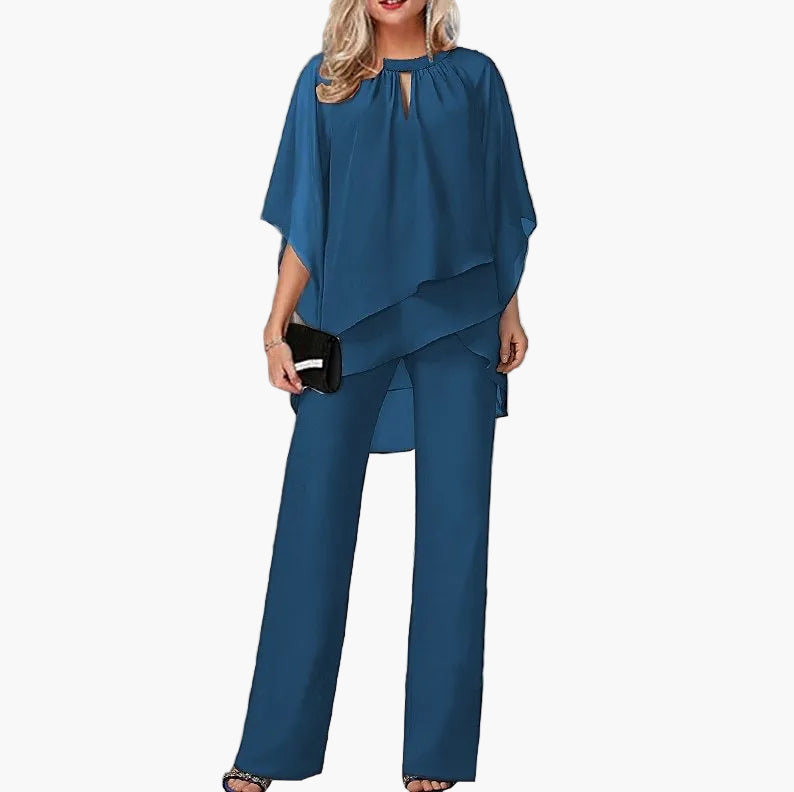 Damen Eleganter Zweiteiler – Weites Bein Set für festliche Anlässe und Partys