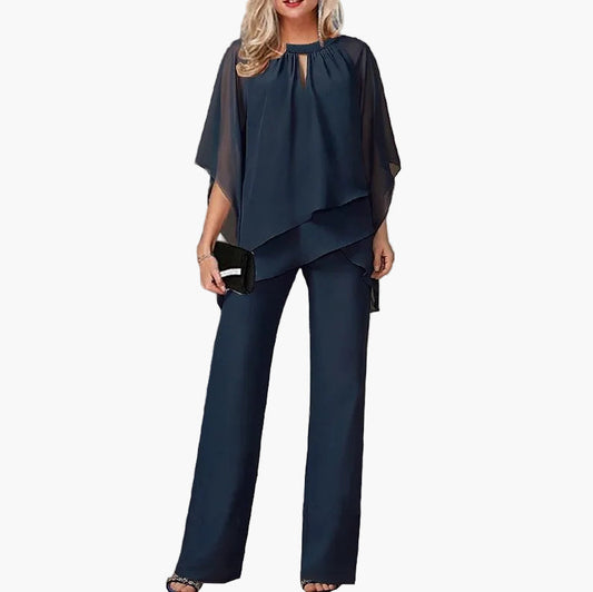 Damen Eleganter Zweiteiler – Weites Bein Set für festliche Anlässe und Partys