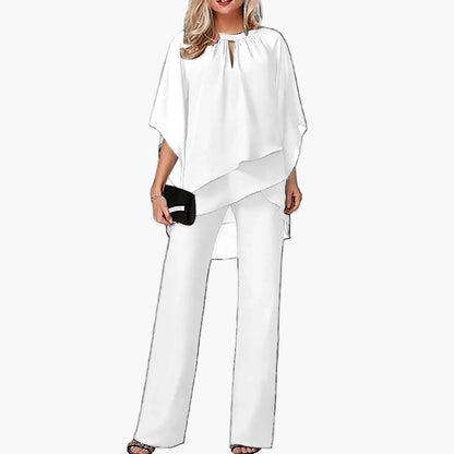 Damen Eleganter Zweiteiler – Weites Bein Set für festliche Anlässe und Partys