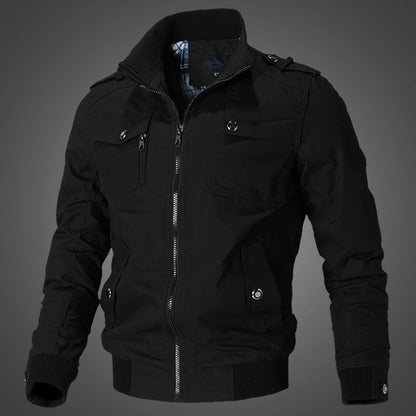 Herren Bomberjacke Freizeitjacke mit Stehkragen und mehreren Taschen