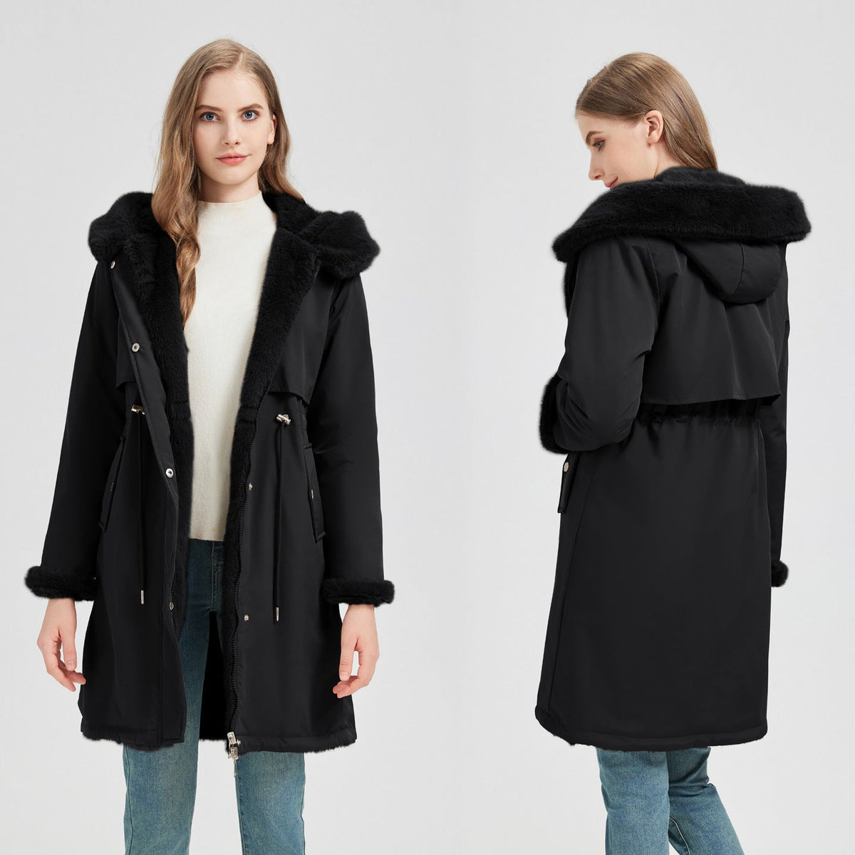 Damen Winterparka mit Kapuze und weichem Futter