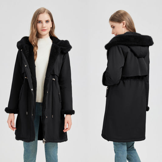 Damen Winterparka mit Kapuze und weichem Futter