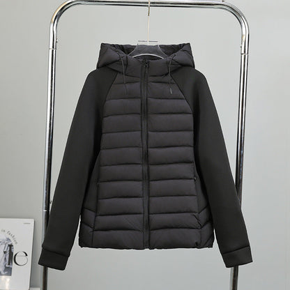 Damen Steppjacke mit Kapuze und Ärmeln aus weichem Material