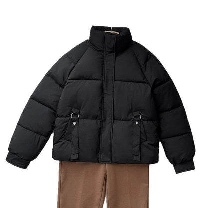 Gepolsterte Damen Winterjacke mit Stehkragen und seitlichen Zierriemen