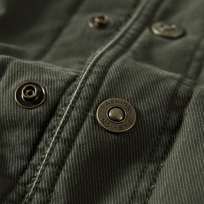 Herren Worker Jacke mit Teddyfutter, Umlegekragen & Knöpfen, Robuste Winterjacke