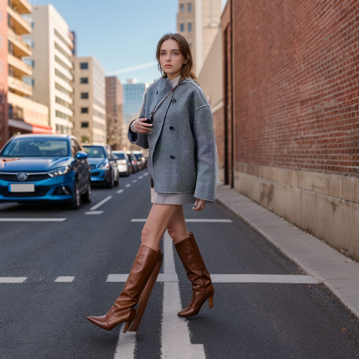Kurze Damen Doppelreiher Jacke mit Stehkragen