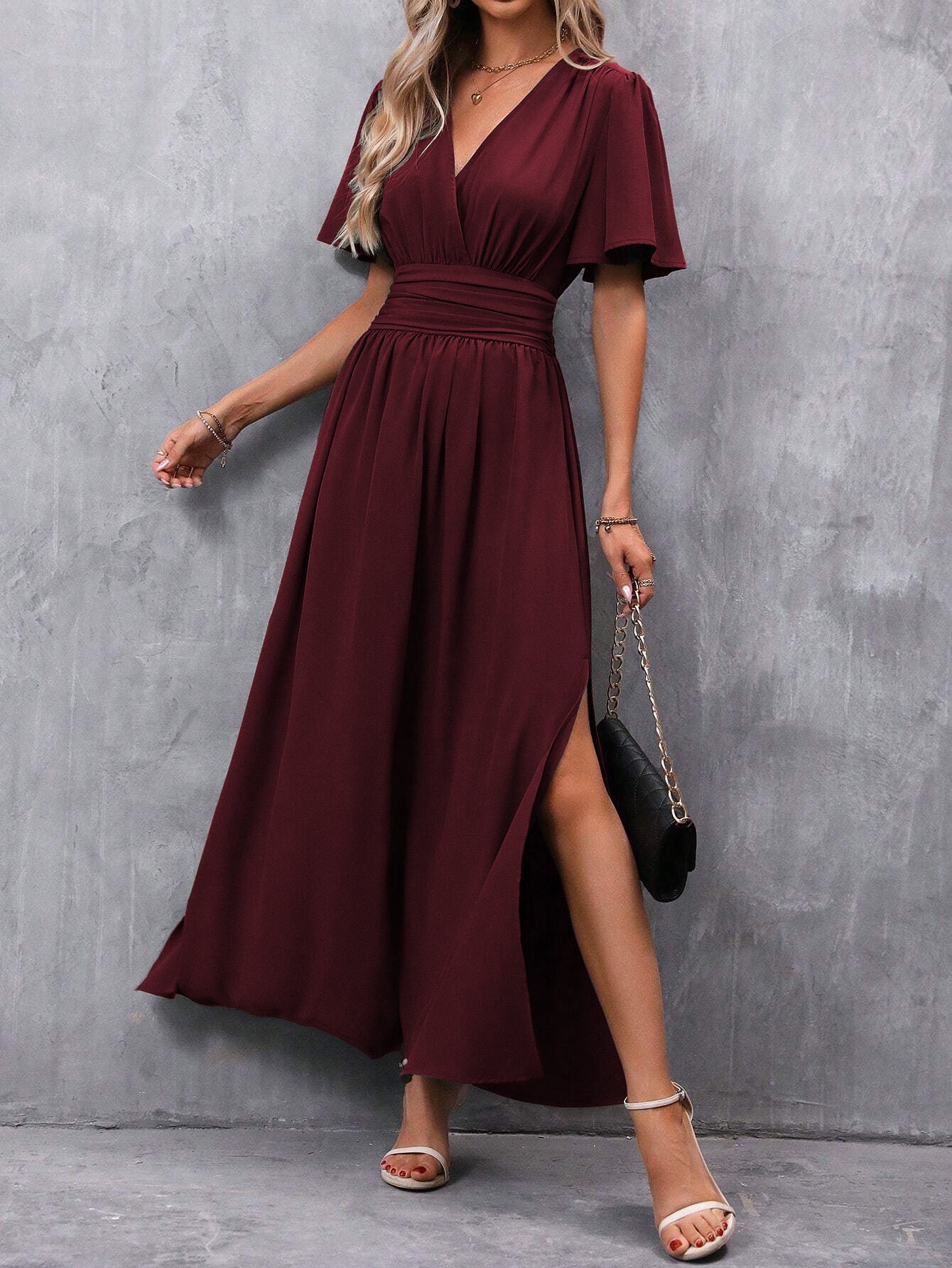 Elegantes Damen Maxi Wickelkleid – Sommerkleid für Hochzeit, Party & Abend – Damen große Größen – Boho & Chic Kleid