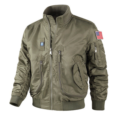 Bomberjacke mit Stehkragen und mehreren Taschen – Tarnmuster