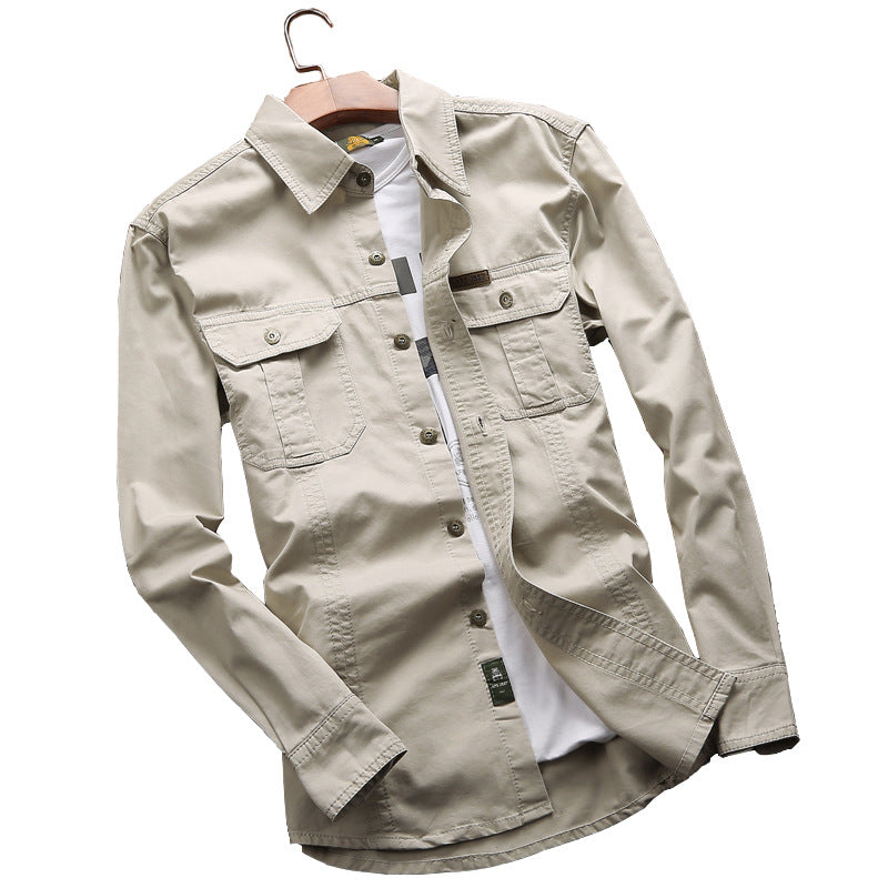 Herren Langarmhemd mit Brusttaschen & Button-Down Kragen