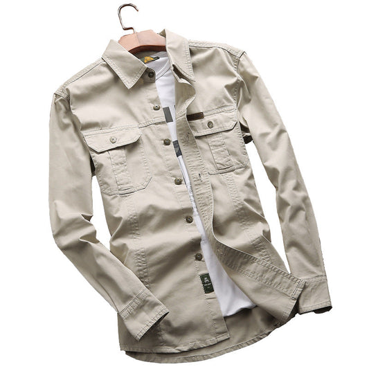 Herren Langarmhemd mit Brusttaschen & Button-Down Kragen