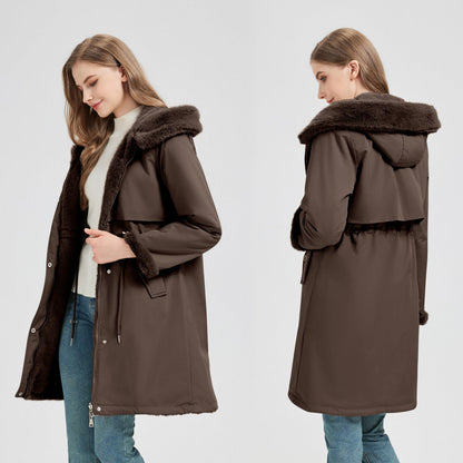 Damen Winterparka mit Kapuze und weichem Futter