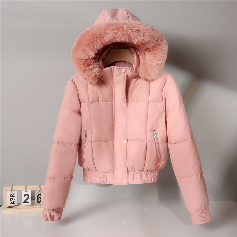 Damen Steppjacke mit Kapuze und Kunstfellbesatz, Kurz geschnitten