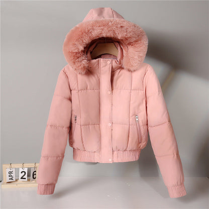 Damen Steppjacke mit Kapuze und Kunstfellbesatz, Kurz geschnitten