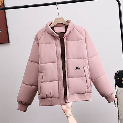 Damen Steppjacke Bomber Stil mit Stehkragen und Rippbündchen