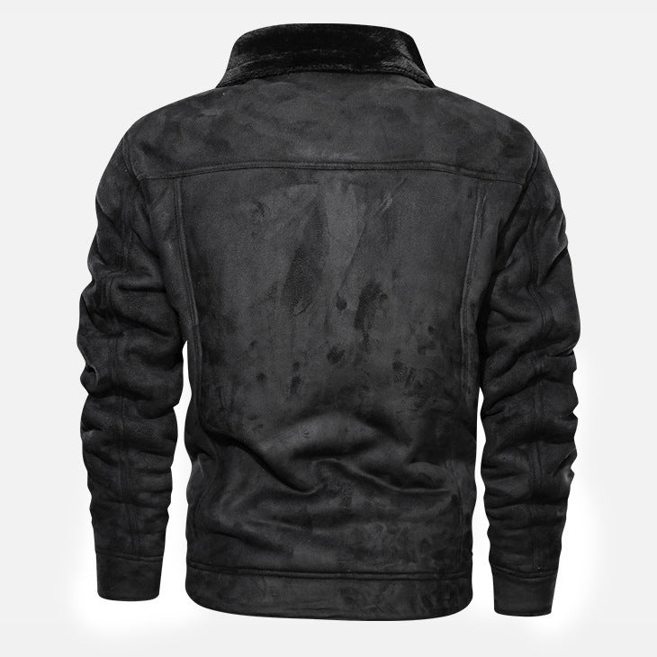 Herren Winterjacke im Pilotenstil mit Teddyfutter und Patches