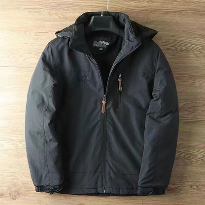 Unisex Outdoor Softshell Jacke mit Kapuze und Reißverschlüssen, Winddicht
