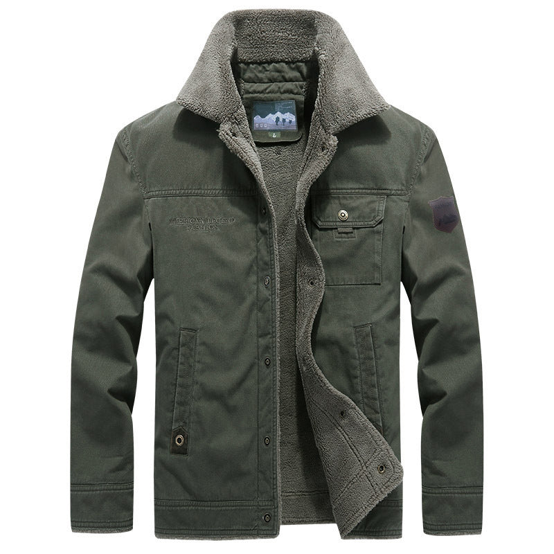 Herren Worker Jacke mit Teddyfutter, Umlegekragen & Knöpfen, Robuste Winterjacke