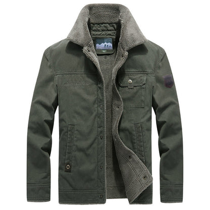 Herren Worker Jacke mit Teddyfutter, Umlegekragen & Knöpfen, Robuste Winterjacke