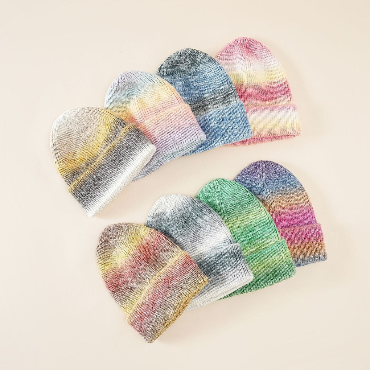 Mütze Strickmütze Beanie Melange Farbverlauf