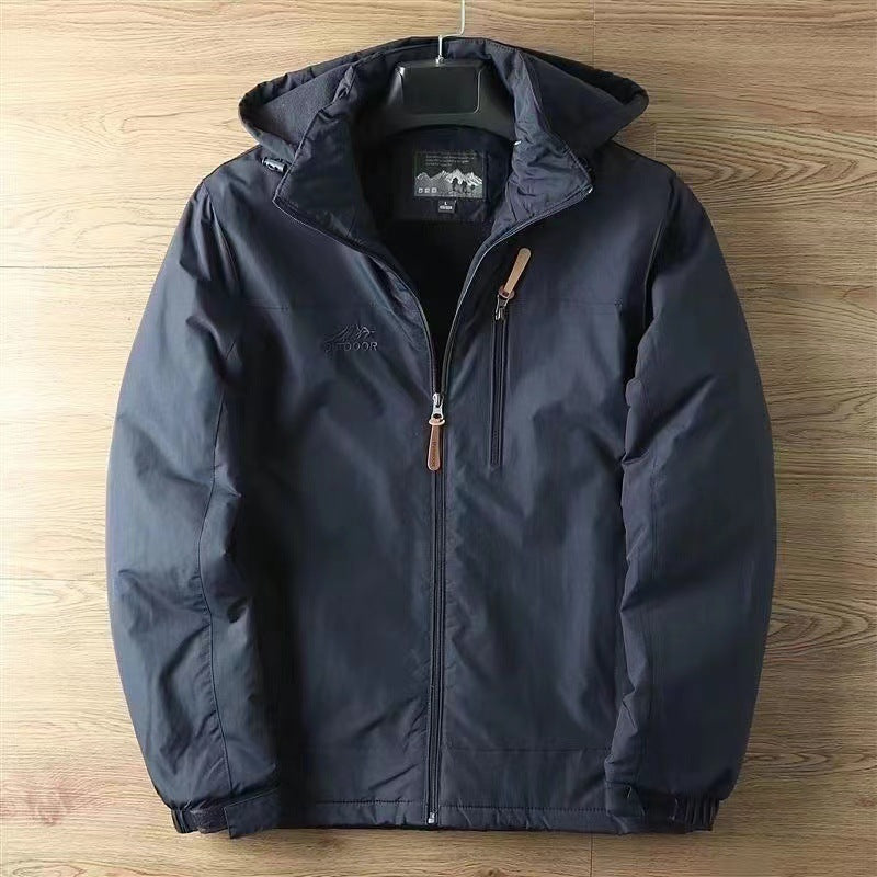 Unisex Outdoor Softshell Jacke mit Kapuze und Reißverschlüssen, Winddicht