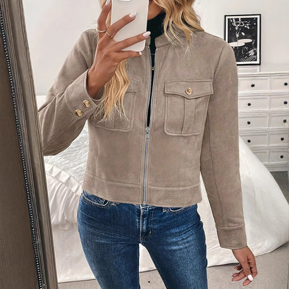 Damen Kurzjacke mit Reißverschluss und Klappentaschen