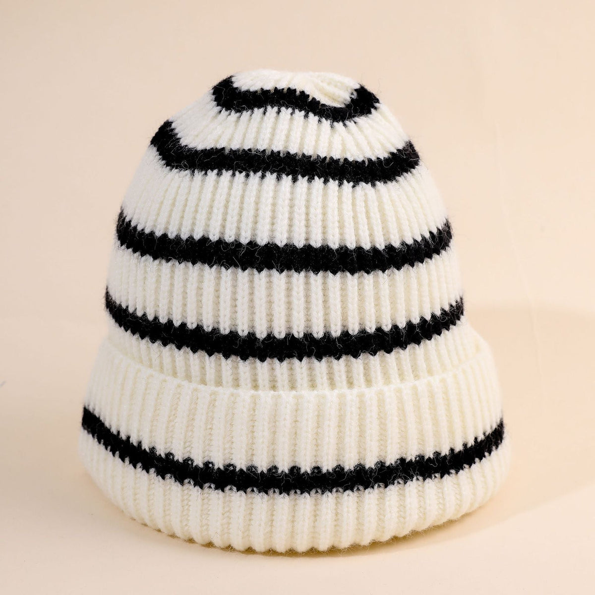 Unisex Mütze Gerippt Gestrickt Gestreift Beanie