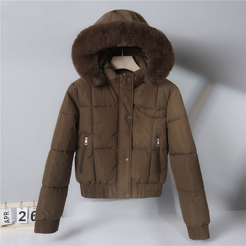 Damen Steppjacke mit Kapuze und Kunstfellbesatz, Kurz geschnitten