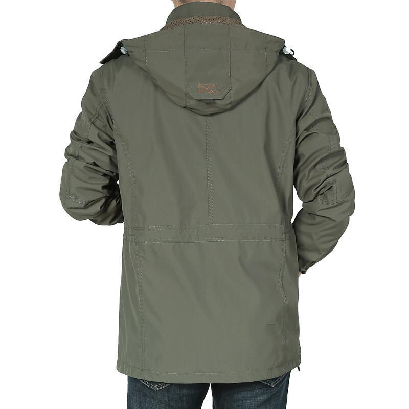 Herren Winterjacke mit Kapuze, Teddyfutter und Taschen, Warm Gefütterte Outdoor Jacke