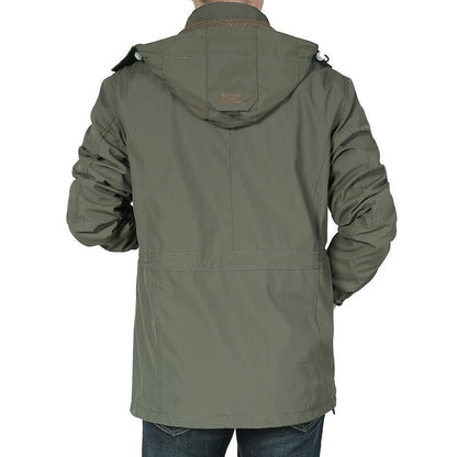 Herren Winterjacke mit Kapuze, Teddyfutter und Taschen, Warm Gefütterte Outdoor Jacke